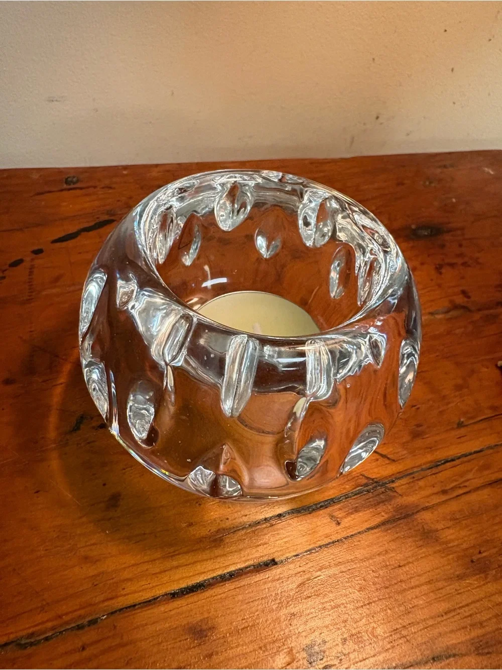 Vintage Full Lead Crystal Artisanal Tealight Candle Holder - Home Accents